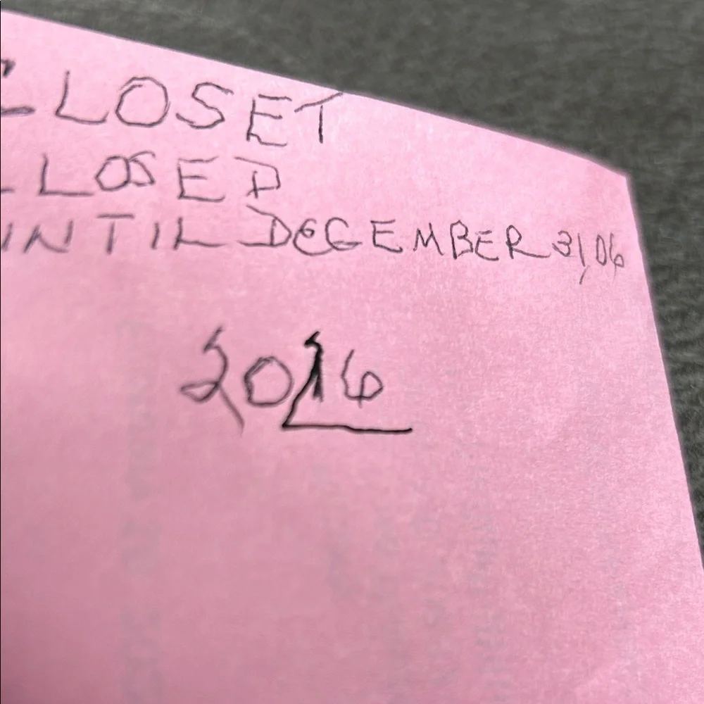Pink Paper Note with Handwritten Black Ink - Picture 1 of 1
